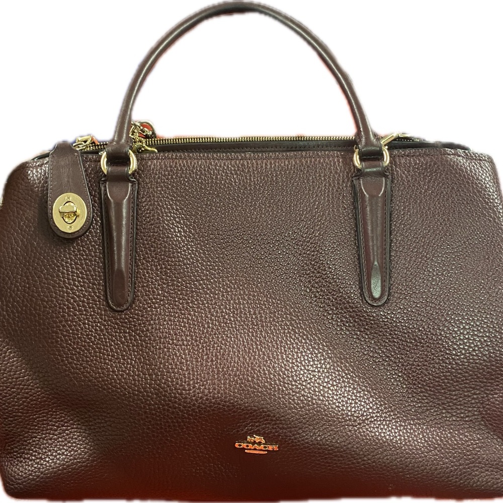 Large burgundy All leather Coach bag